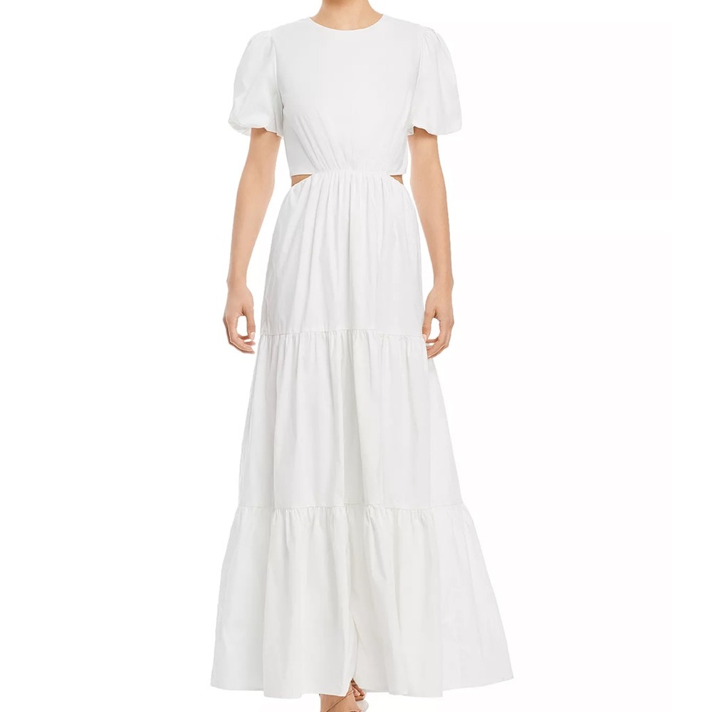 Wayf plaza cutout puff sleeve dress